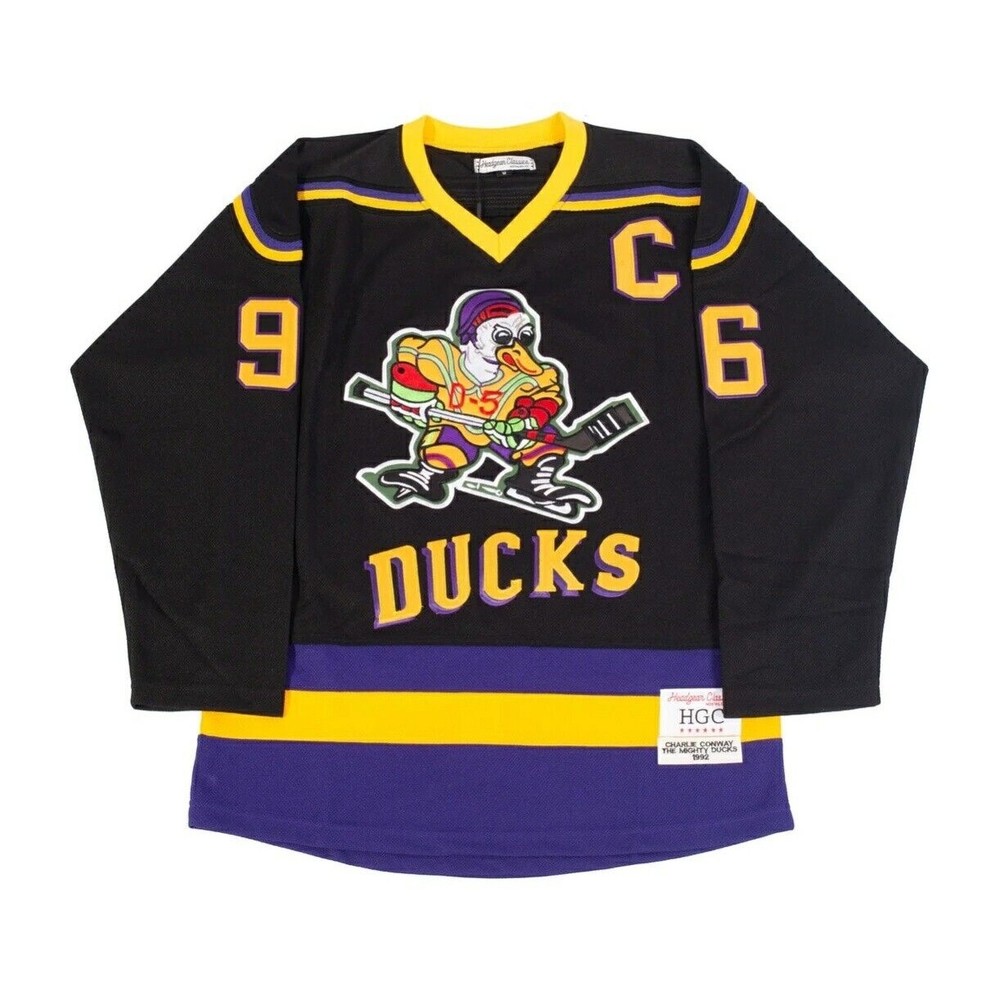Headgear Classic Mighty Ducks Conway Blac/Yellow Hockey Jersey-Men's New.